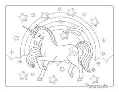 Rainbow Cloud Shooting Star Unicorn Tracing Worksheets Pdf, Free Vectors File